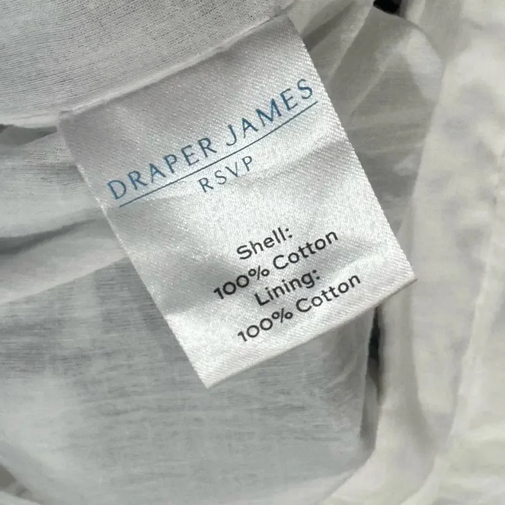Draper James RSVP White Tank Top With Blue Floral Eyelets Women’s Large